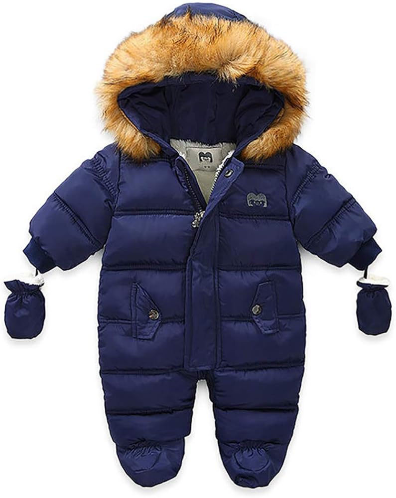 Baby-Winter-Einteiler für Neugeborene, mit langen Ärmeln und Kapuze