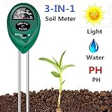 Soil pH Meter, 3-in-1 Soil Test Kit for Moisture, Light & pH/Acidity, Gardening moistufre Meter for Garden, Lawn, Farm, Plants, Indoor & Outdoor Plant Care Soil Tester (No Battery Need & 2019 Update)