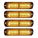 4pcs Ultra Slim 12-LED Surface Mount Grille Flashing Strobe Lights for Truck Car Vehicle Mini LED Light-Head Emergency Beacon Hazard Warning lights 12-24V (Amber)