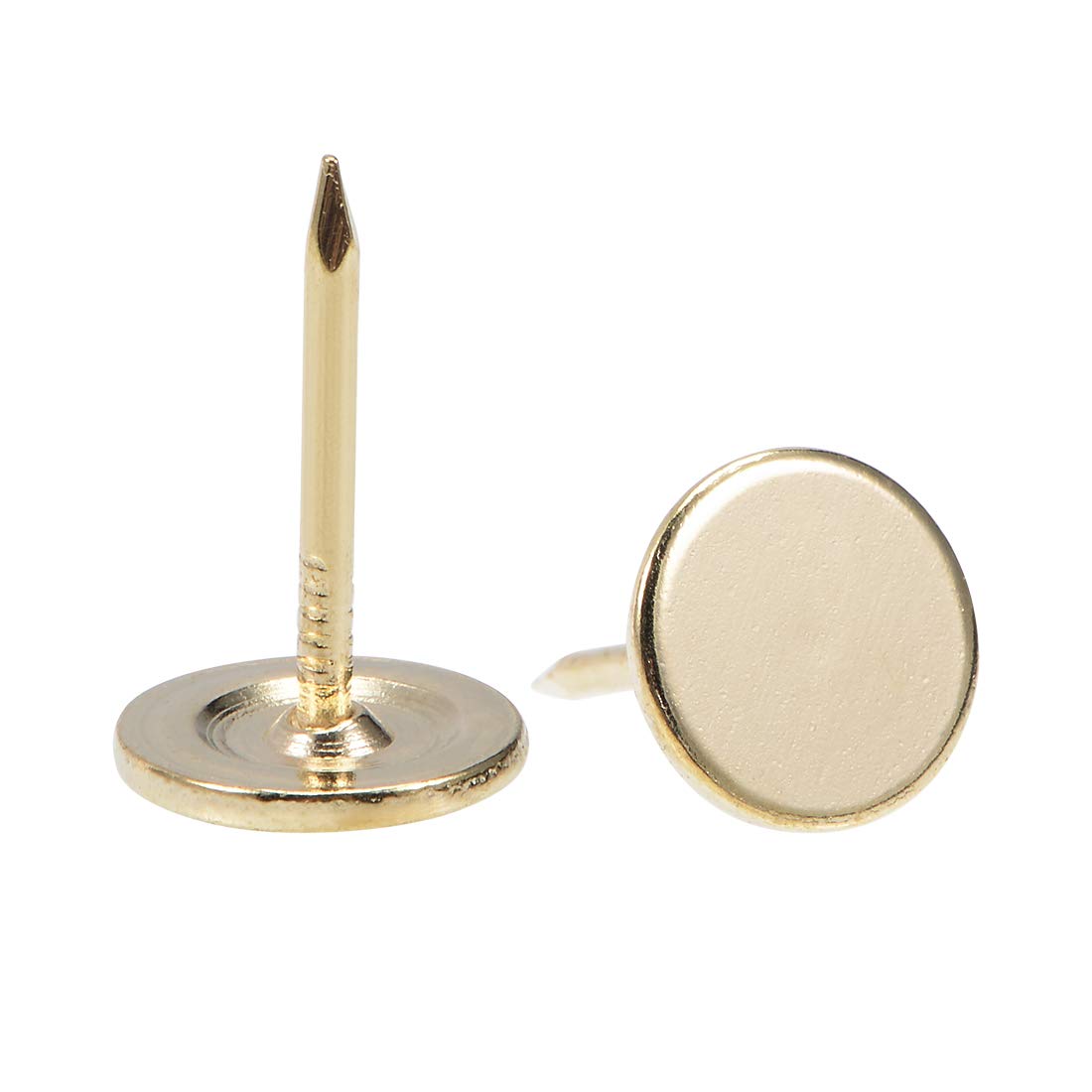 sourcing map Upholstery Nails Tacks 11mmx17mm Flat Head Furniture Nails Gold Tone for Furniture Sofa Headboards, 100 Pcs