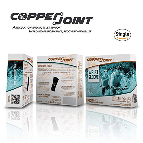 CopperJoint Copper-Infused Compression Wrist Sleeve, High-Performance Design Promotes Improved Circulation to Help Reduce Inflammation and Pain, Single Sleeve (Left, X-Large)
