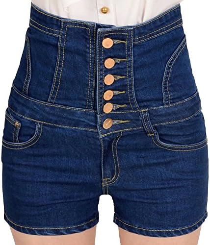 Wxian Women's Single-Breasted High Waist Denim Jeans Shorts