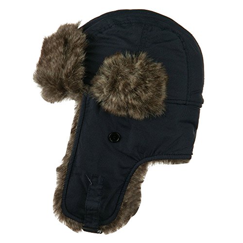 Boy's Ripstop Faux Fur Trooper Hat - Blue OSFM