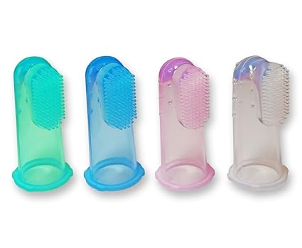 Cepillo Dental de Dedo para Bebé ~ Cepillo de Silicona para Bebé, Masajeador de Encías