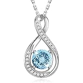 GEMLANTO 925 Sterling Silver Birthstone Necklace for Women Infinity Necklaces Birthday Anniversary Fine Jewelry Gifts for Mother Women, Adjustable Chain