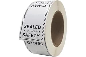 THERMAL ID TECH Tamper Evident Food Safety Labels, Sealed for Your Safety, Roll of 500, Black and White