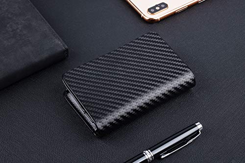 ABRONDA Carbon Fiber Business Card Case,Slim Biz Business Name Card Holder Wallet Credit Card with RFID,ID Case/Holder for Men & Women - Keep Your Business Cards Clean- Black - Thumbnail 5