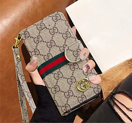 iPhone 7Plus Case, iPhone 8Plus Case, New Vintage Luxury Designer Monogram Splicing Style Flip Wallet Case with Card Holder, Folding Stand Cover for Apple iPhone 7Plus and iPhone 8Plus