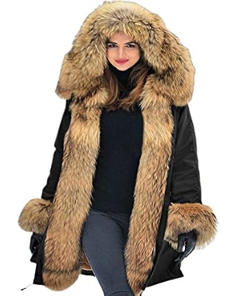 NEW WOMENS OVERSIZED Hood Coral Fur Parka Coat Ladies Khaki Jacket Size 8 to 16 £22.95 - UK