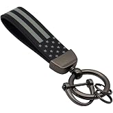 Elegananccy American USA Flag Car Keychain with Zinc Alloy Ring, Men Car Accessories