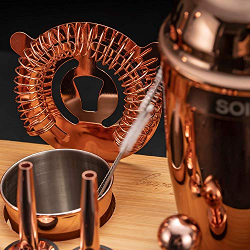 Soing 24-teiliges Cocktail-Shaker-Set aus Rotkupfer zum Mixen von Getränken, Bar-Werkzeuge aus Edelstahl mit Ständer… – Bild 8