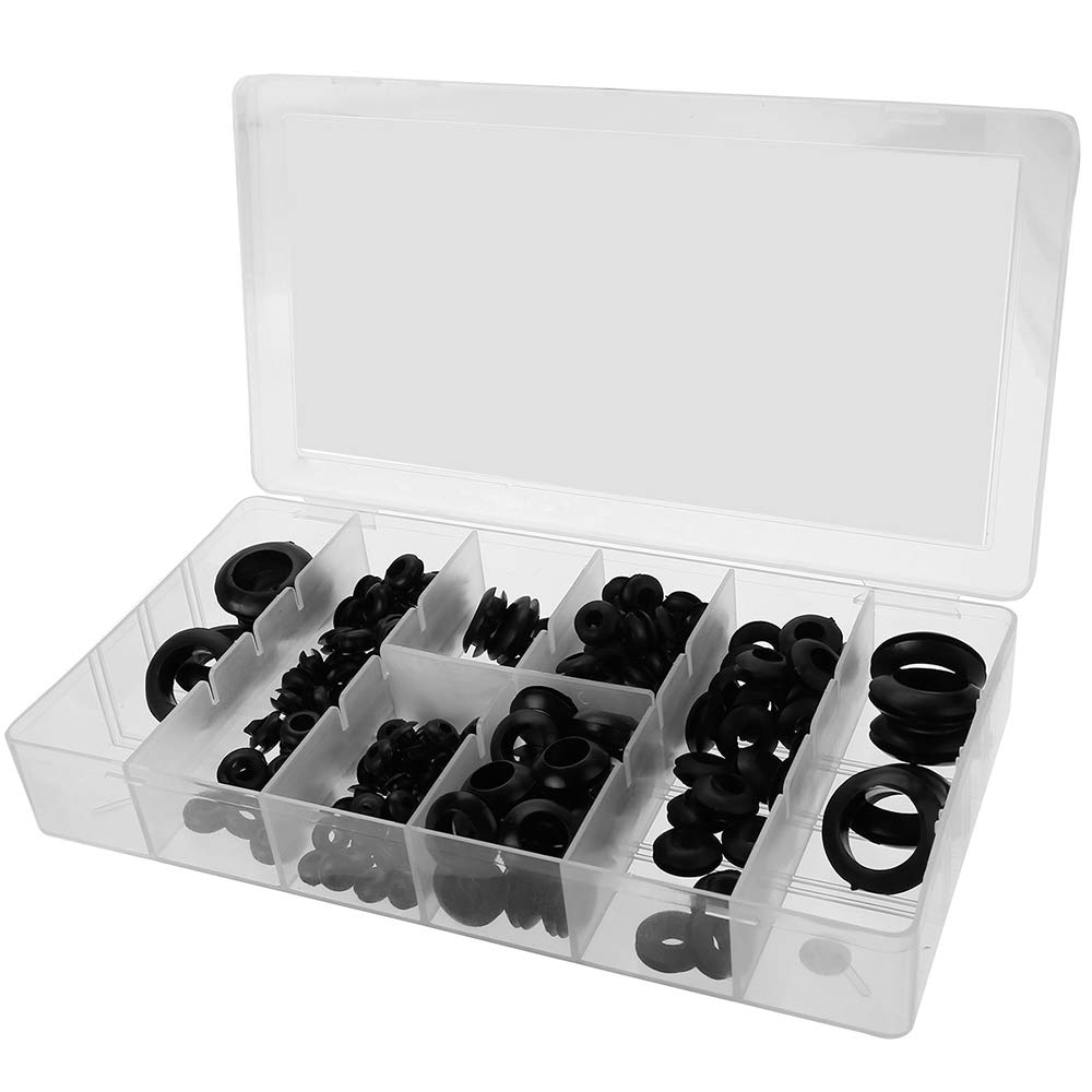 Rubber Grommet, 180 PCS Rubber Grommet Kit Electrical Conductor Gasket Ring Assortment Kit for Personal and Professional workshops, garages, and Plumbing Services