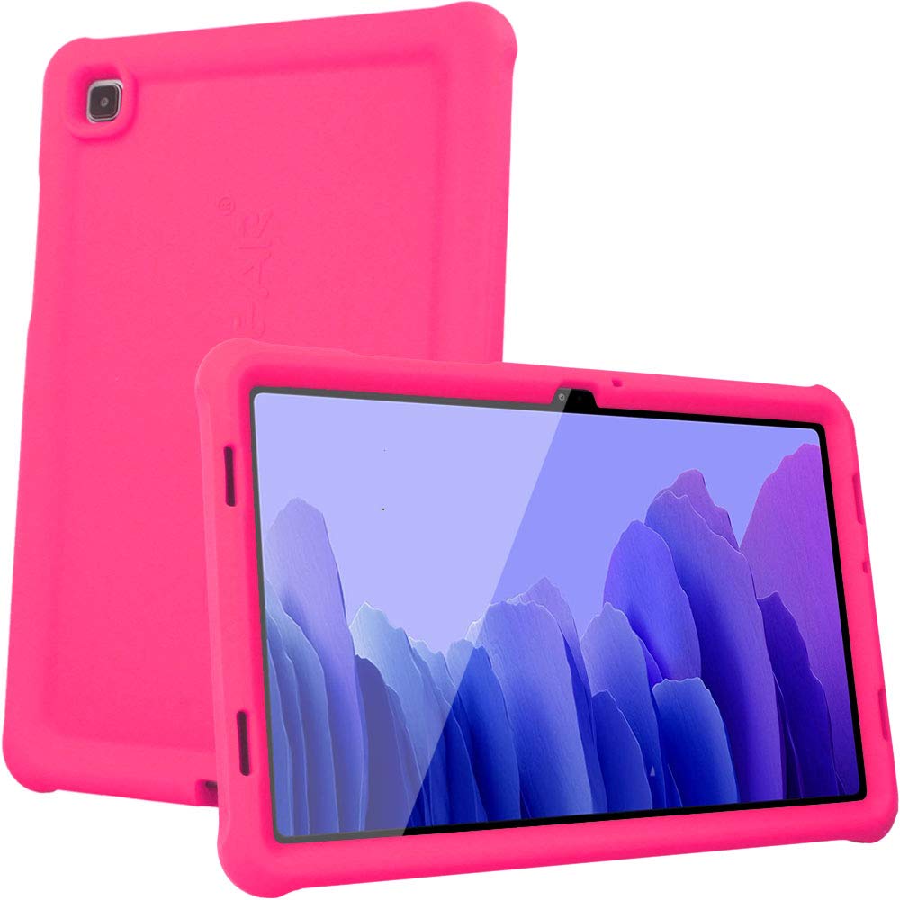 TECHGEAR Bumper Case fits Samsung Galaxy Tab A7 10.4" 2022/2020 (SM-T500 / SM-T505 / SM-T509) Rugged Shockproof Soft Silicone Easy Grip Anti-Slip Case with Screen Film, Kids Proof Case [Pink]