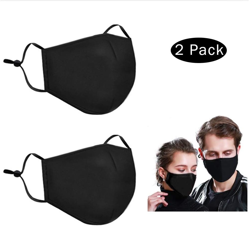 Dust Mask Mouth Mask Face Protection Masks Black Anti Pollution Unisex Cotton Reusable Adjustable Washable For Women Men 2 Pack