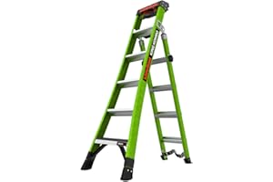 Little Giant Ladders, King Kombo 2.0 XT, Industrial, M6, 6 Ft. A Frame, 10 Ft. Extension, Fiberglass, Type 1AA, 375 lbs Weight Rating, (13936-071), Hi-viz Green