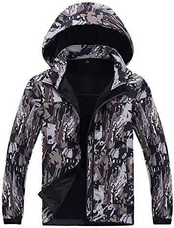 Tsmile Men Coat Men's Camouflage Soft Shell Hoodie Jacket Fleece Winter Inside Outdoor Outfit Outwear