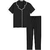 Latuza Women's Petite Length Pajama Set Short Sleeve Cotton Sleepwear