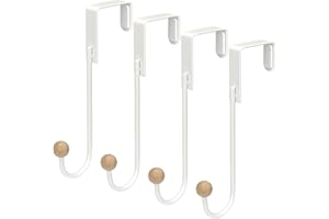 Skycase Over The Door Hooks,4 Pack Door Hangers Hooks,Heavy Duty Hook Coat Rack for Living Room, Bathroom, Bedroom, Kitchen Hanging Clothes, Towels, Hats, Coats, Bags,Black,White