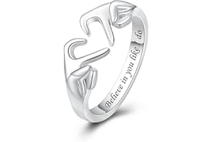 BEILIN 925 Sterling Silver Heart Claddagh Rings for Women Teens, Adjustable White Gold Plated Ring Friendship Promise Love Heart Jewelry Rings Mothers Day Valentines Holiday Gifts for Women Friends