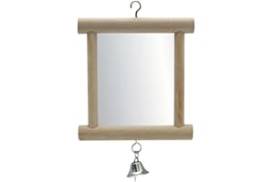 Hypeety Pet Bird Mirror with Bell Interactive Parrot Toy for Parrot Macaw African Greys Budgies Cockatoo Parakeet Cockatiels Conure Lovebird Cage Bells Mirror (C)
