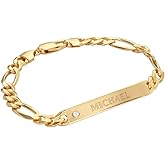 Handmade - Personalized Amigo ID Bracelet with Diamond Option - Engraved Gift for Him, Men