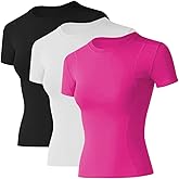Loovoo Women Workout Shirts 1/2/3 Pack Athletic Compression Tee Dry Fit Yoga Gym Basic Tops