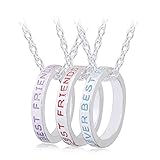 Himerus Shiny BFF Best Friends Forever Enamel Ring Pendant Necklace 3 Pieces Necklaces Set