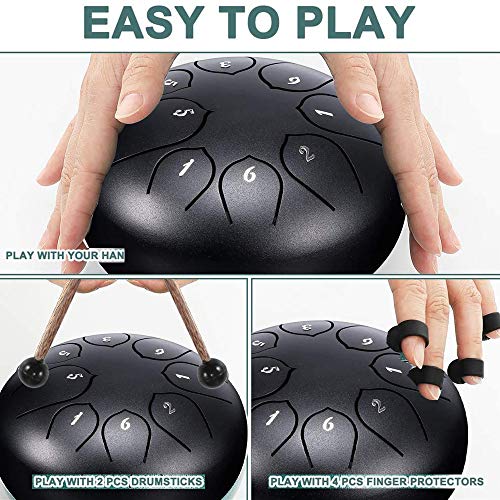 Yakuin Tongue Drum 6 Inch Ethereal Rhythm Drum Percussion Hand pan Tang Drum Percussion Musical Instrument for Beginner Adult Kids