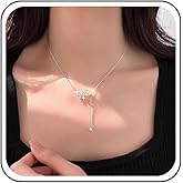 Ximdble Vintage Crystal Butterfly Pendant Necklace Rhinestone Butterfly Drop Y Necklace Crystal Cz Butterfly Choker Necklace Cz Rhinestone Choker Y Lariat Necklace for Women