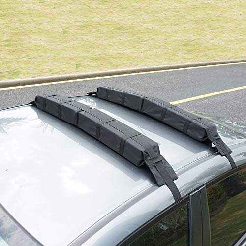 RORAIMA Universal Folding Lightweight Anti-vibration Roof Rack Pad for Kayak/Canoe/Surfboard/Paddle Board/SUP/Snow Board and Water Sports Accessories 36"X 4.5"X 3.1" (85 x 11.5 x 8 cm) 2 pcs/Set Black