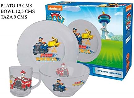 Set desayuno 3 piezas de cristal de Paw Patrol La Patrulla Canina