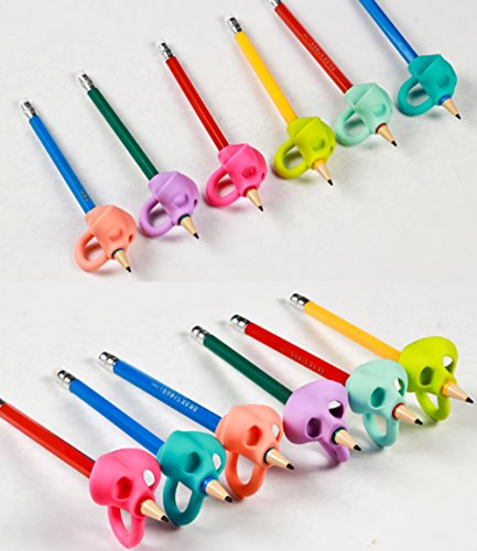 Bomach Pencil Writing Grips Tools Silicone Pen Grip Holder Training Kit Soft Handwriting Aid Posture Correction Utensils for Kids Comfortable Ergonomic Writing Upgraded Version (6 PCS)