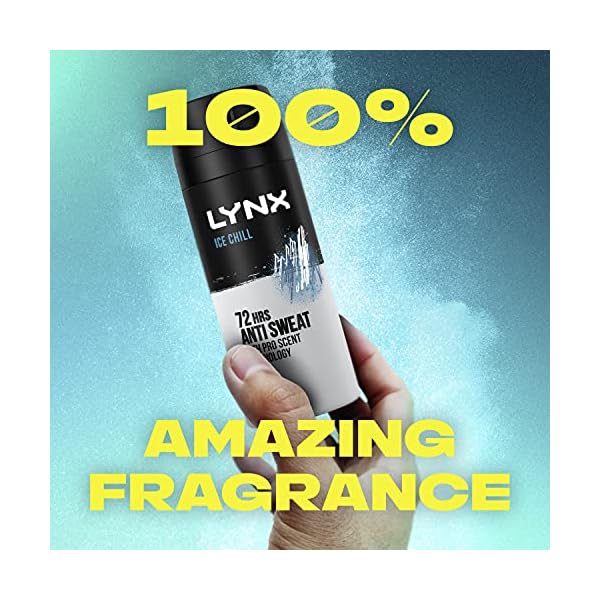 Lynx Ice Chill 72 hour protection against odour and wetness Anti-Perspirant Deodorant Spray no fuss aerosol for all-day…