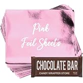 Pink Shiny Candy Bar Wrapper Foil Sheets for over wrapping chocolate bars - 40 Sheets