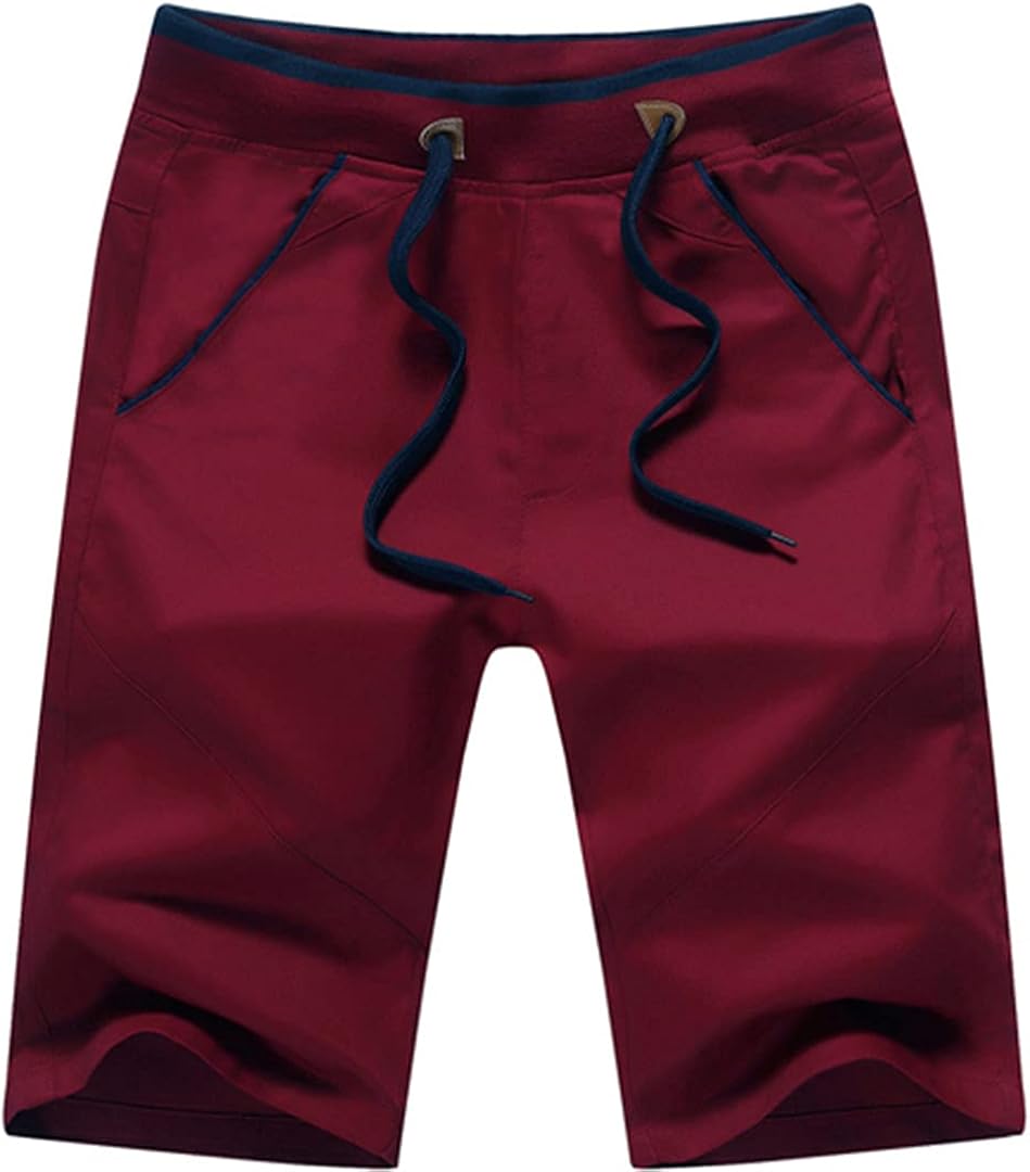 Summer Men's Cotton Shorts Mid Straight Thin Men's Beach Shorts Casual