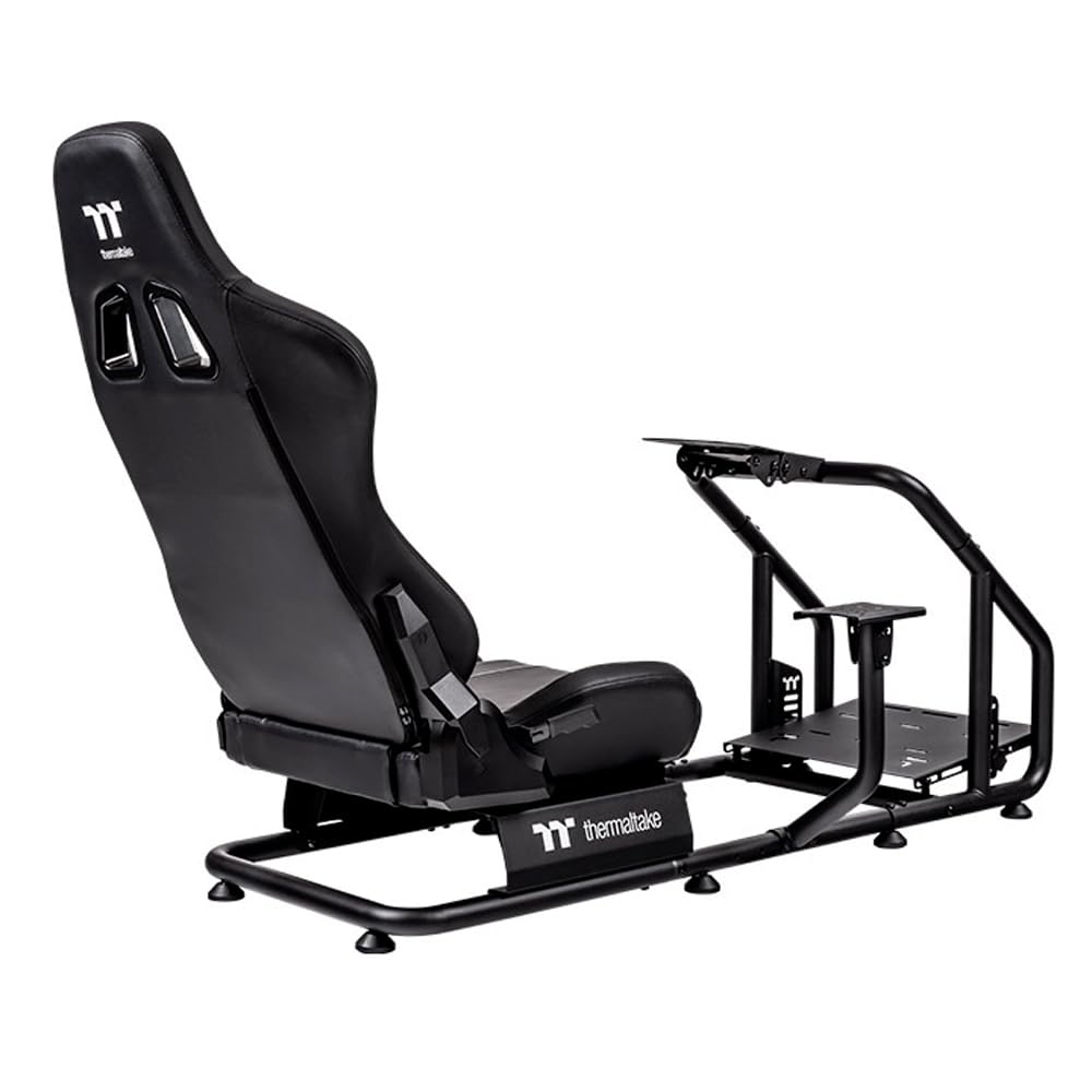 Thermaltake GR300 SIM Racing Cockpit – Racing Rig mit verstellbarem PVC-Rennsitz, Lenkrad-/Pedalhalterung, Shifter Mount – Schwarz (Black) 2