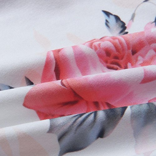 Gyouandme Summer Print Shirt Blouse Crew Neck Sleeveless Flowy Tank Tops (L, White)