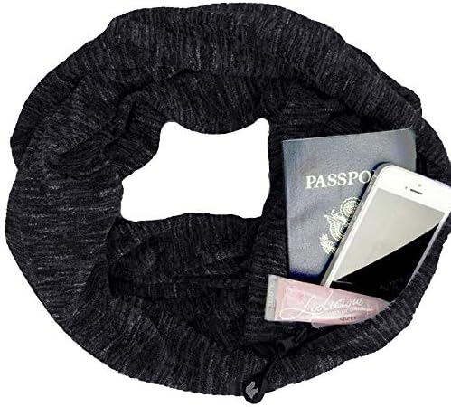 Premium Women Thick Scarf With Double Layer Zipper Pocket–Soft Stretchy Jersey Can dress up Infinity Scarf