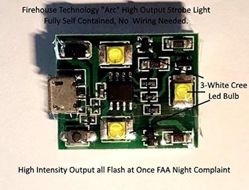 Firehouse Technology "Arc" GREEN High Intensity 3 Cree Strobe Light System Approved FAA 107.29 for Night Flights Drone Quadcopter UAS DJI Inspire 1 2 Phantom Mavic Typhoon H Yuneec Matrice