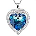 Blue Love Heart Necklace Pendant 925 Sterling Silver Cz Infinity Necklace with Swarovski Crystal Gift for Women