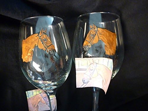 Horse Memorial Wine Glasses 2 pc set Hand Painted and Made to Order by Pigatopia