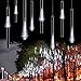 LDUSAHOME Outdoor Lights,LED Meteor Shower Rain Lights, Waterproof Garden Lights 30cm 8 Tubes 144leds Snow Falling Raindrop Cascading Light for Holiday Wedding Xmas Tree Decor (White)