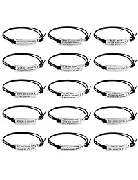 Paquete de 15 pulseras de piel con mensaje inspirador, citas motivacionales, joyas inspiradoras para regalo de cumpleaños.