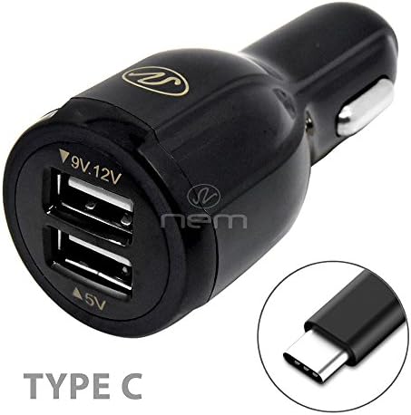 Xiaomi Mi A1 Charging Kit, Adaptive Fast Charging with Quick Charge DUAL PORT USB Car Charger [4.3 AMP Adapter + 3 Feet TYPE C USB] Data Fast Charging Cable - BLACK