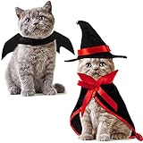 Frienda 3 Pieces Pet Halloween Vampire Costume Pet Bat Wings Vampire Cloak Wizard Hat for Halloween Party, Pet Cosplay