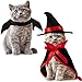 Frienda 3 Pieces Pet Halloween Vampire Costume Pet Bat Vampire Cloak Wizard Hat for Halloween Party, Pet Cosplay(Red,Solid)