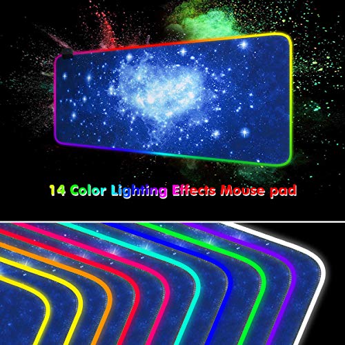 AZFUNN RGB Gaming Mouse Pad with 14 Lighting Modes, LED Mouse Pad of Starry Sky Pattern (31.5×11.8 in)
