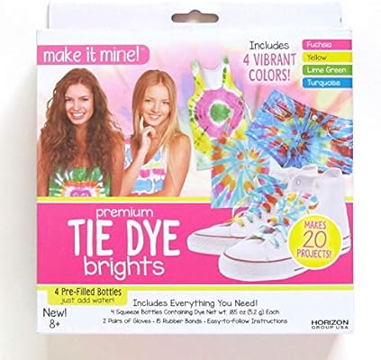 Make It Mine Premium Tie Dye Brights Kit For Fabrics Includes 4