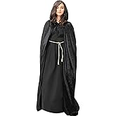 candyfouse Halloween Full-Length Hooded Velvet Cloak Cape, Adult Vampire Witch Wizard Costume for Party Cosplay