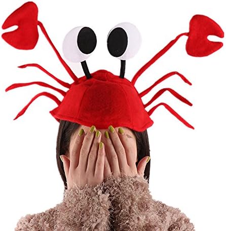 AHZZY Red Felt Crab Hat, Halloween Christmas Cute Red Lobster Crab Hat Adjustable Fits Adult Kids Fancy Party Costume Cap Children's Day Gift (2Pcs)